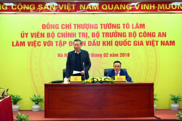 Bộ trưởng Bộ Công an Tô Lâm làm việc với Tập đoàn Dầu khí Việt Nam